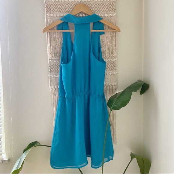 Teal Collared Button Front Dress - Picture 5 of 9